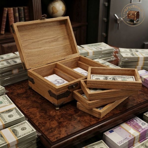 Скарбниця для купюр 3-рівнева з навісним замочком "Ольга" 26х22х12 см. 1403ф.40.50 фото